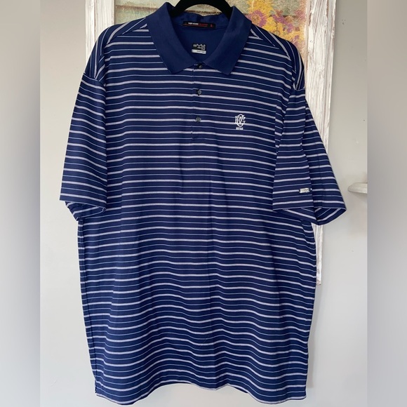 Nike Tiger Woods Collection Golf Polo Blue Striped Men’s Xl Nike Fit Dry